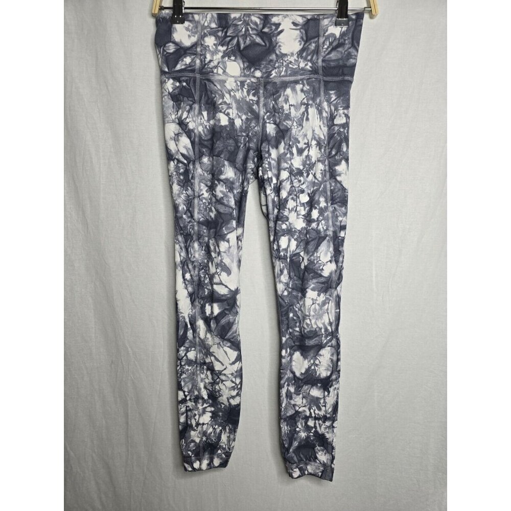 Athleta Leggings Womens Black Gray Tie Dye Salutation Tight Powervita- SMALL